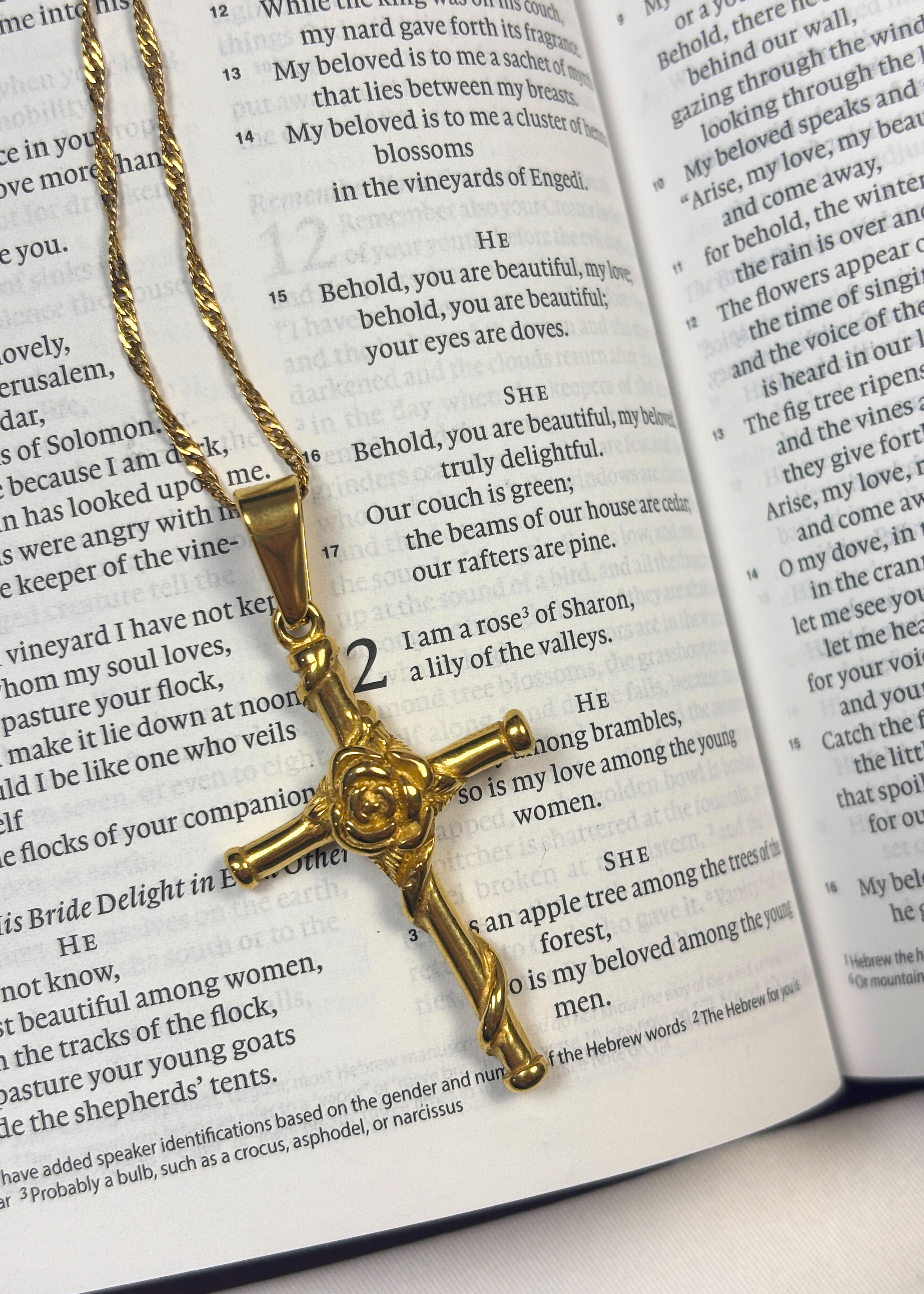 Rose of Sharon Cross Necklace