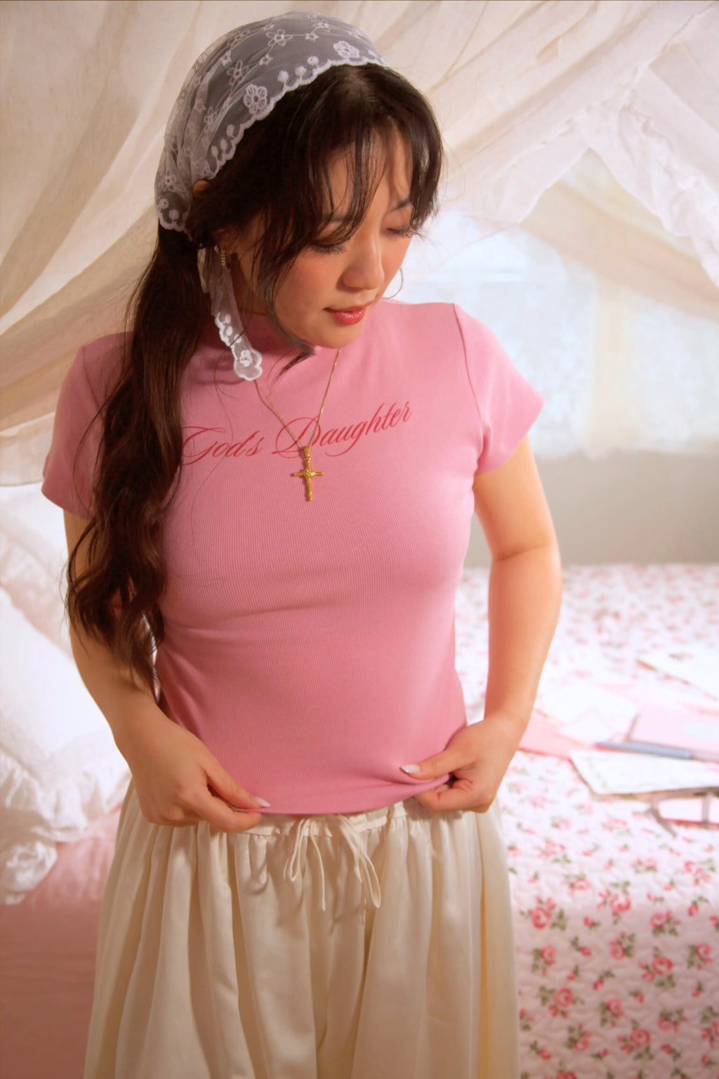God's Daughter Mock Neck Top - Pink