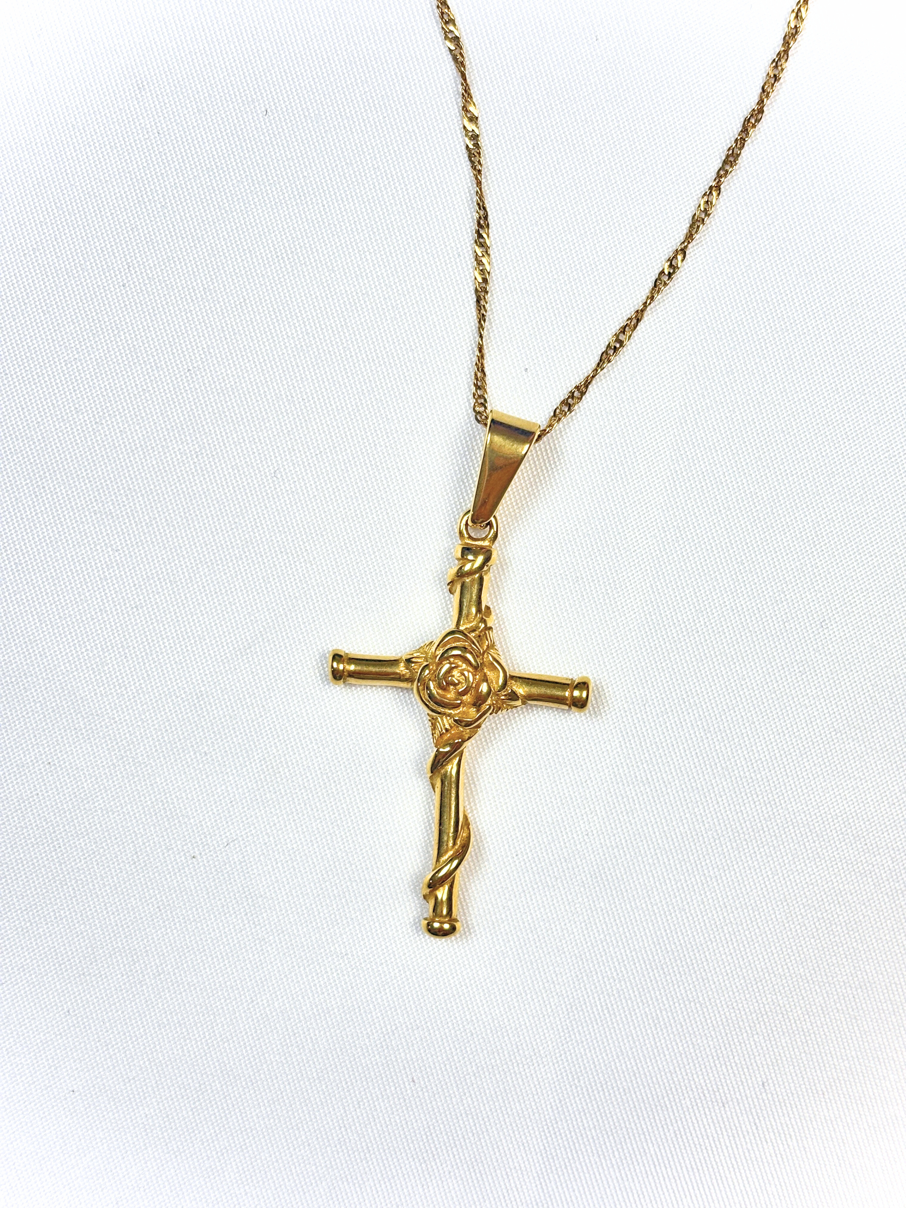 Rose of Sharon Cross Necklace