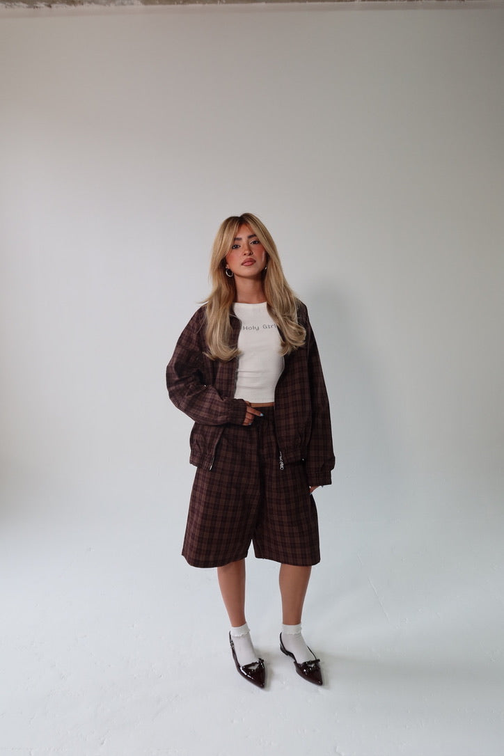 God's Girl Plaid Wide Leg Shorts