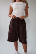 God's Girl Plaid Wide Leg Shorts