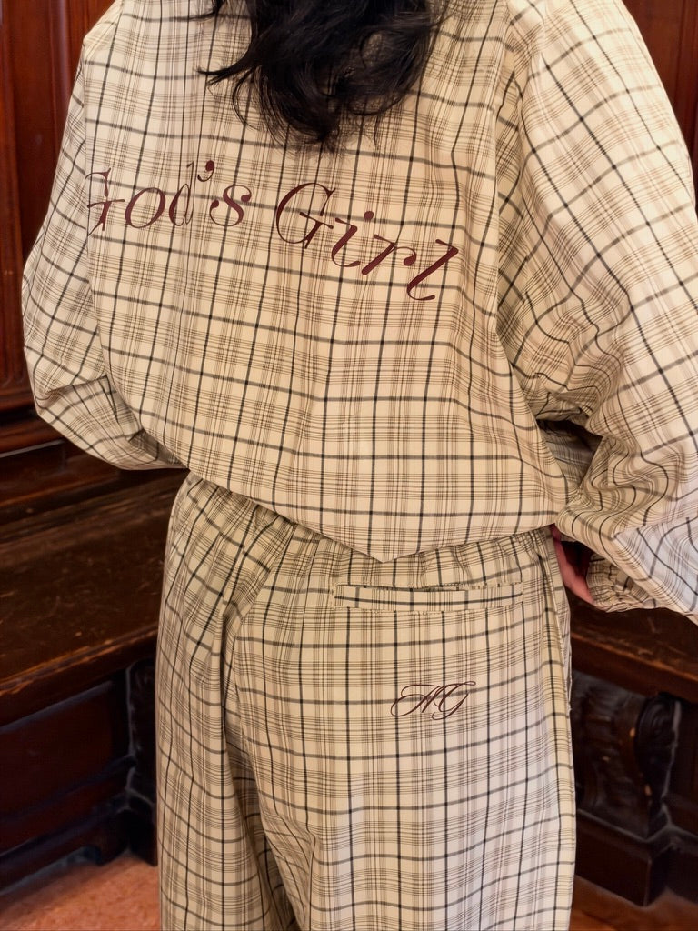 God's Girl Plaid Wide Leg Trouser